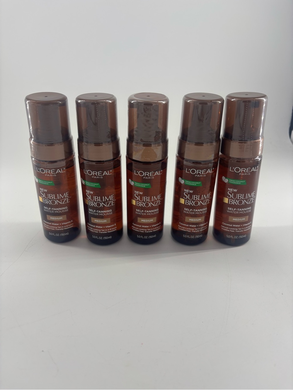 Lot Of 5 L’Oreal Paris Sublime Bronze Self Tanning Mousse Medium Coconut 5.0 Oz